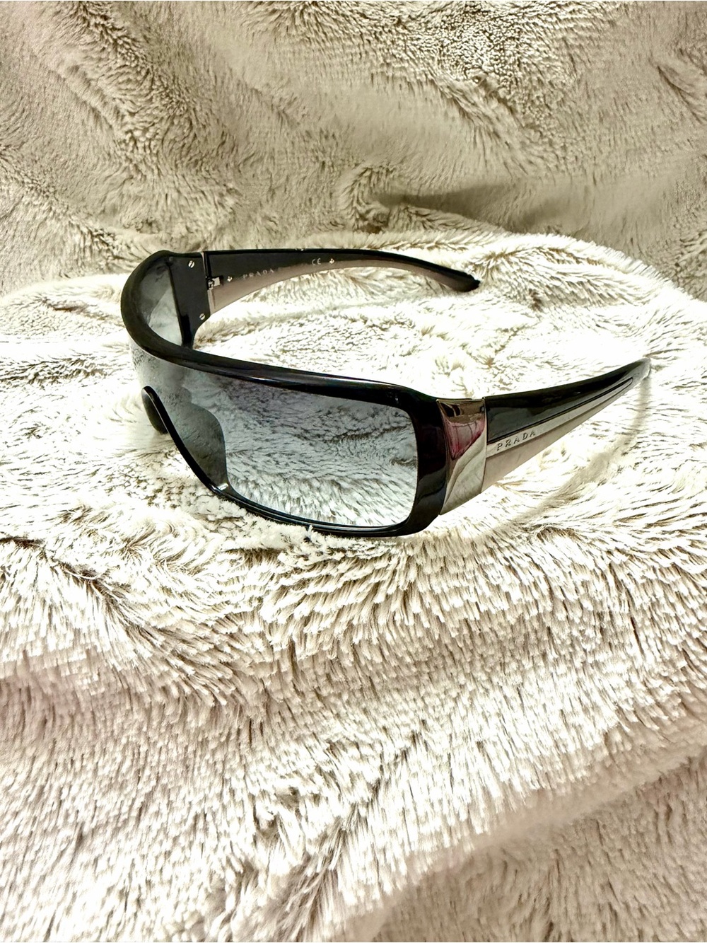 Prada SPR 03H Vintage Early 2000’s Shield Wrap Rectangle Sunglasses - Picture 9 of 11